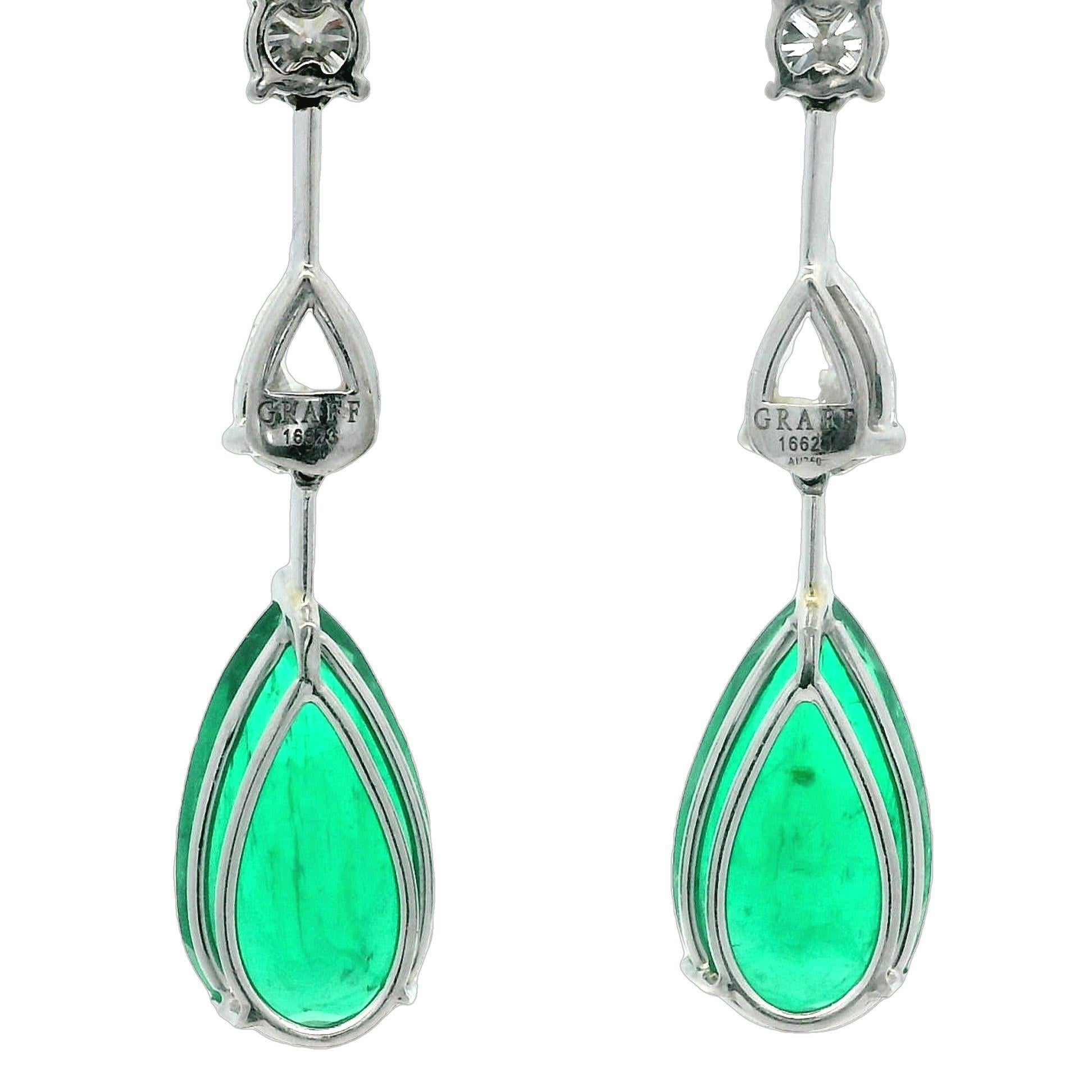 Orecchini a pendente con smeraldo e diamante Graff Platinum AGL Gubelin 13,64ctw in vendita 6