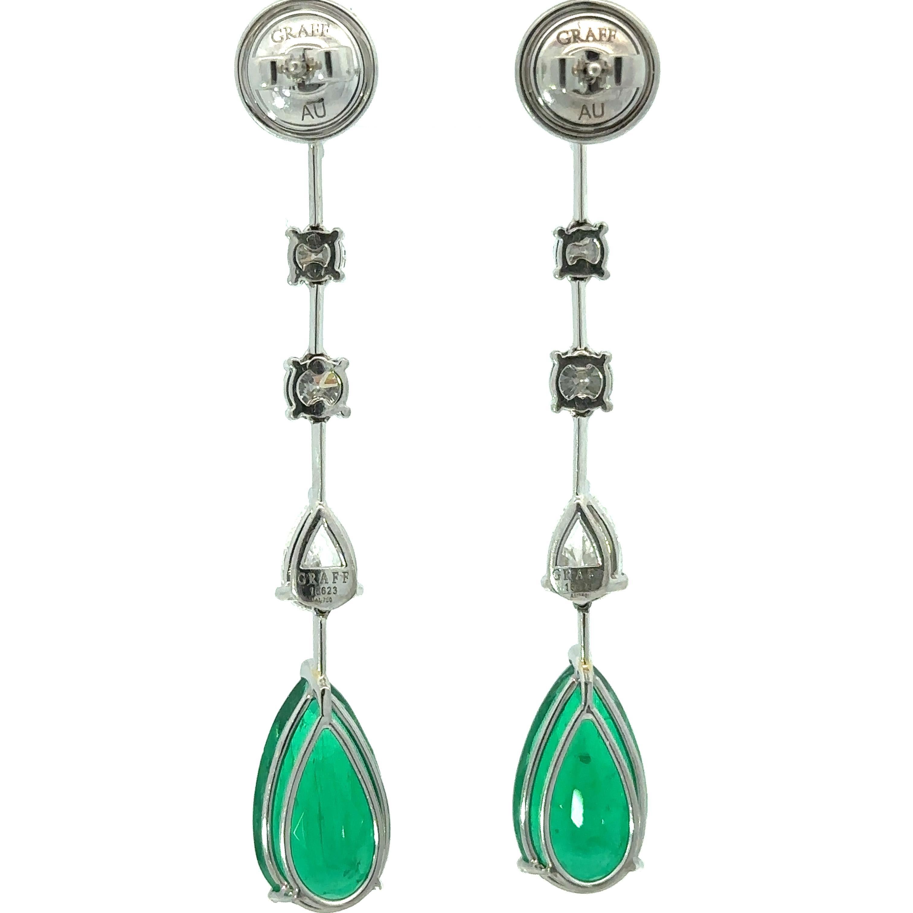 Orecchini a pendente con smeraldo e diamante Graff Platinum AGL Gubelin 13,64ctw in vendita 8