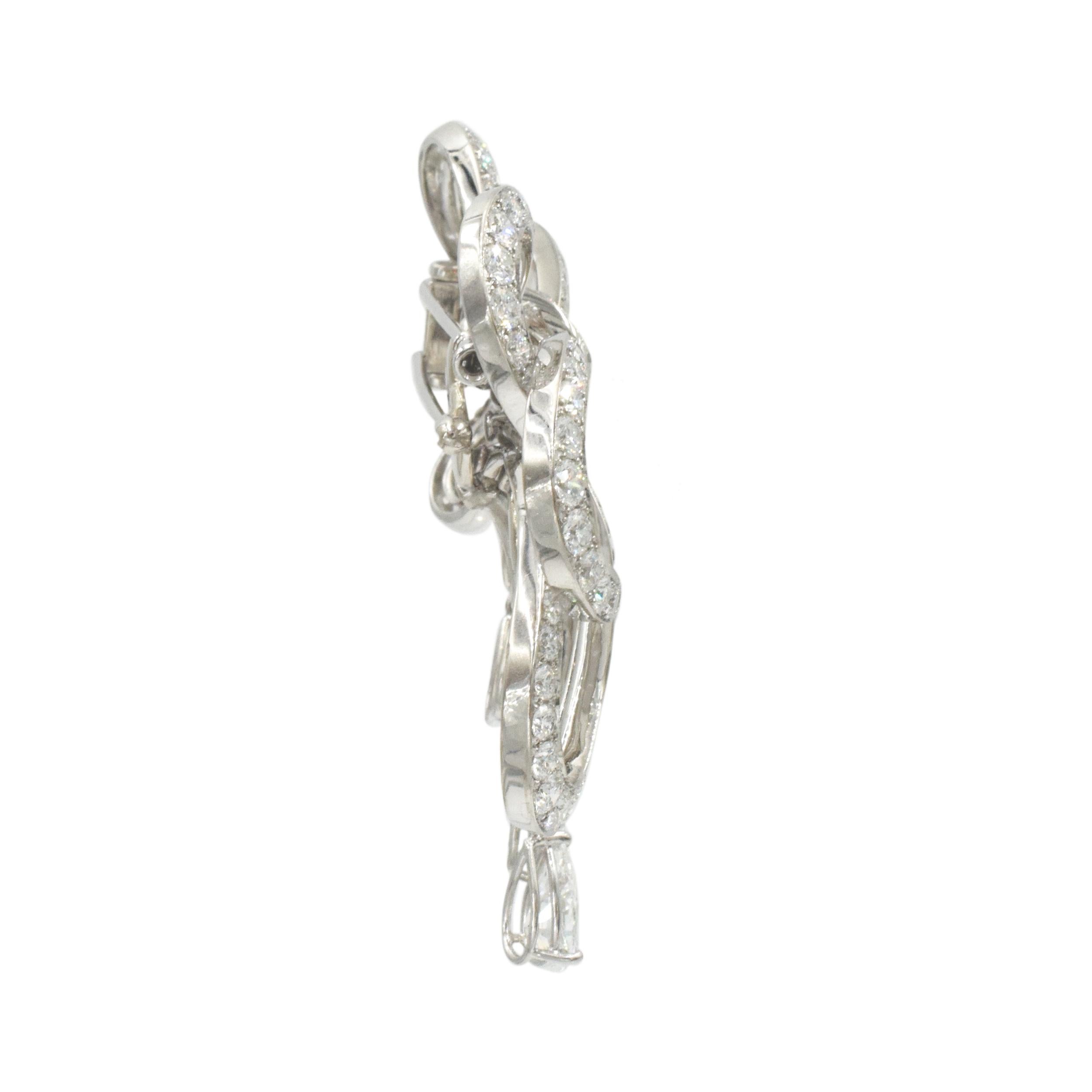 Graff Platinum and Diamond Bow Clip Brooch In Excellent Condition In New York, NY