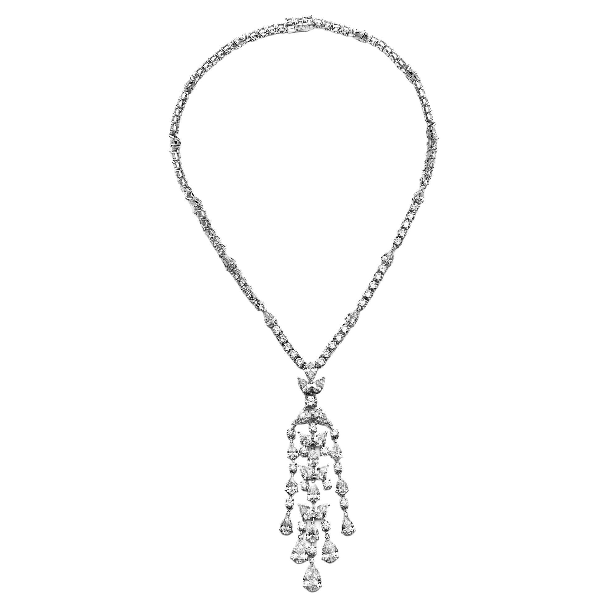 Graff - Collier chandelier en platine et or blanc avec diamants Knifebar  en vente