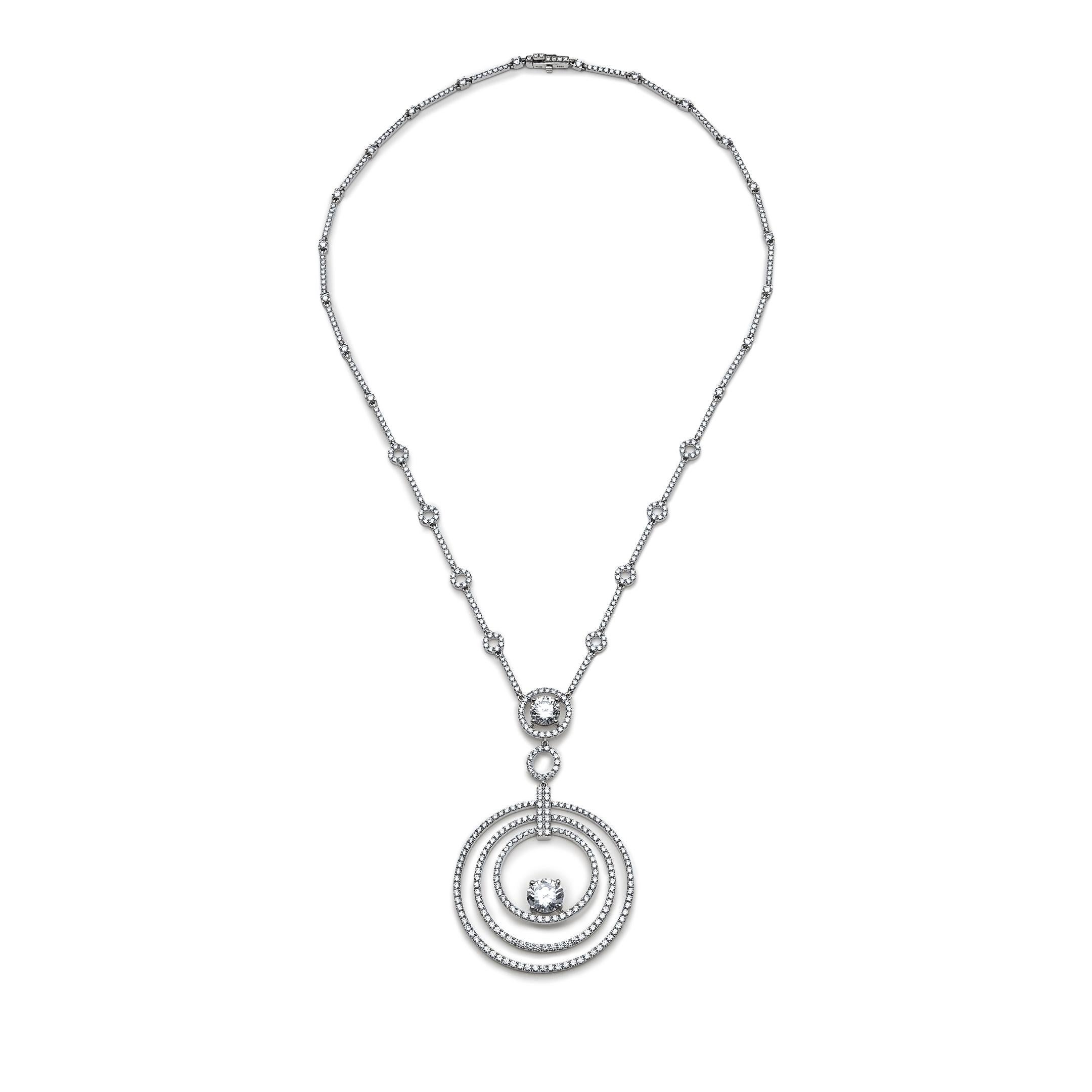 Graff Platinum Bullseye Diamond Necklace Platinum In New Condition For Sale In New York, NY