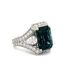 Graff Platinum Cocktail Ring with 3ct Round & Pear Diamond & 10.1ct Sapphire GIA