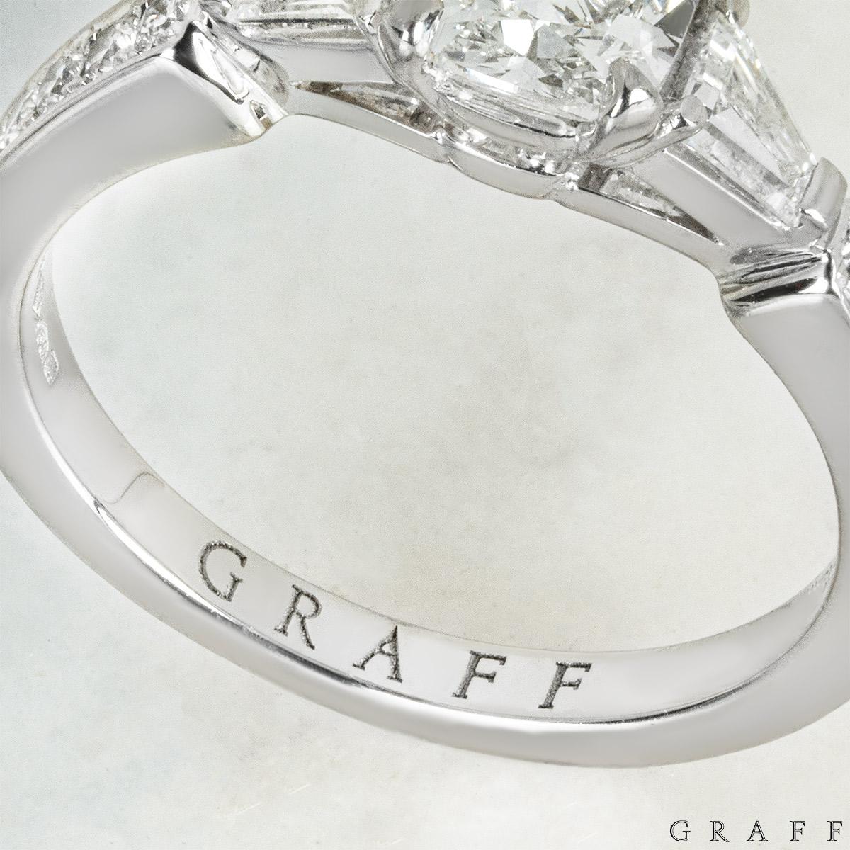 Graff Platinum Cushion Cut Diamond Promise Ring 0.90ct G/VS1 For Sale 2