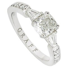 Graff Platinum Cushion Cut Diamond Promise Ring 0.90ct G/VS1