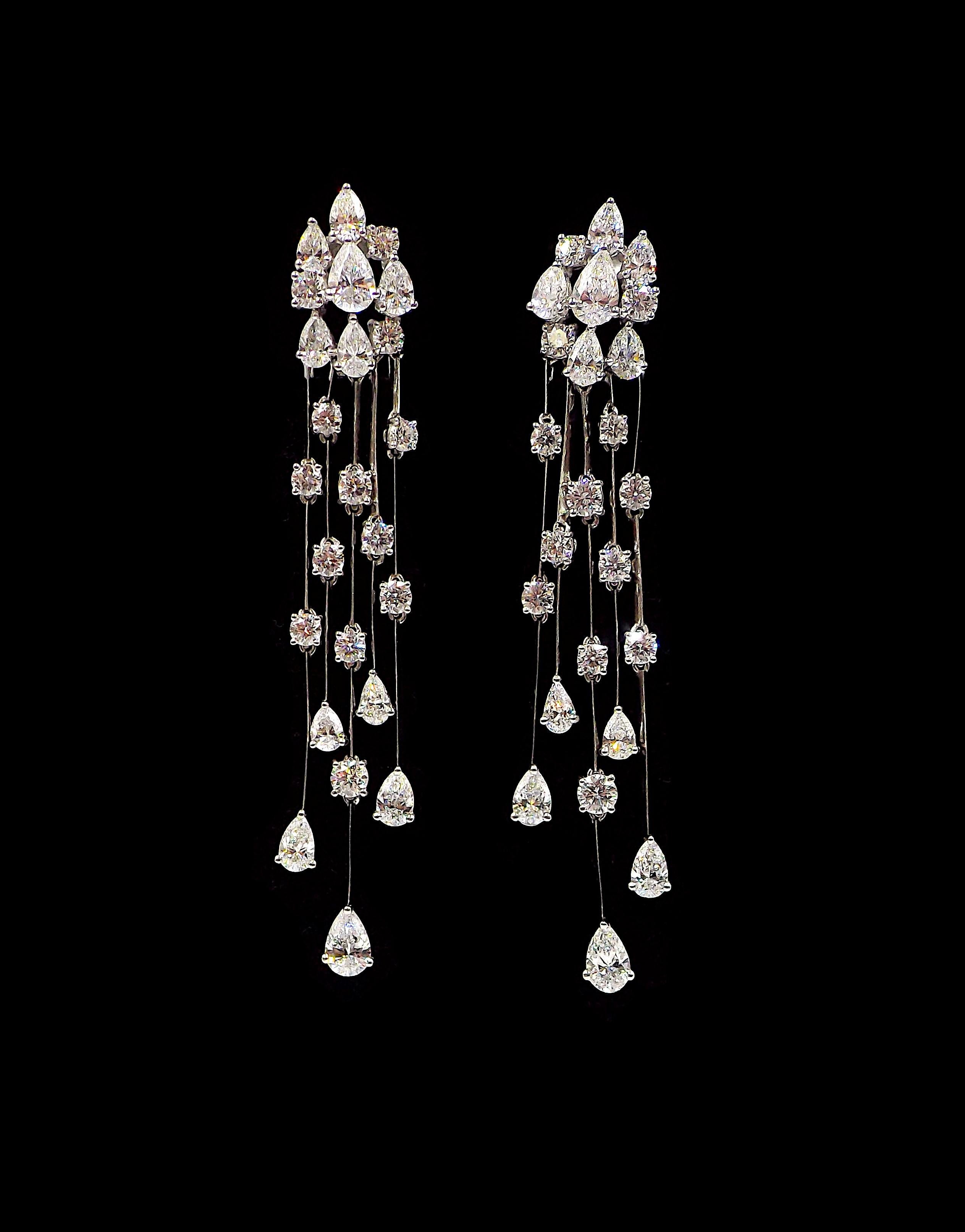Graff Platin-Diamant-Wasserfall-Ohrringe im Zustand „Gut“ im Angebot in New York, NY