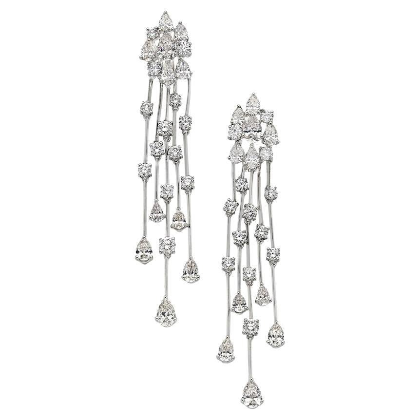 Graff Platinum Diamond Waterfall Earrings