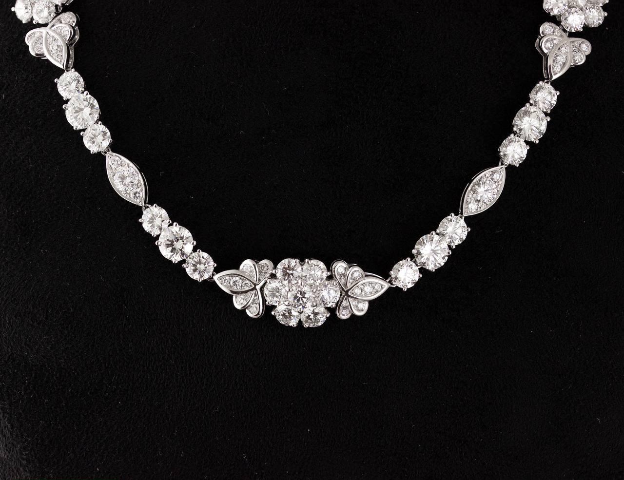 Modern Graff Platinum GIA Diamond Necklace For Sale
