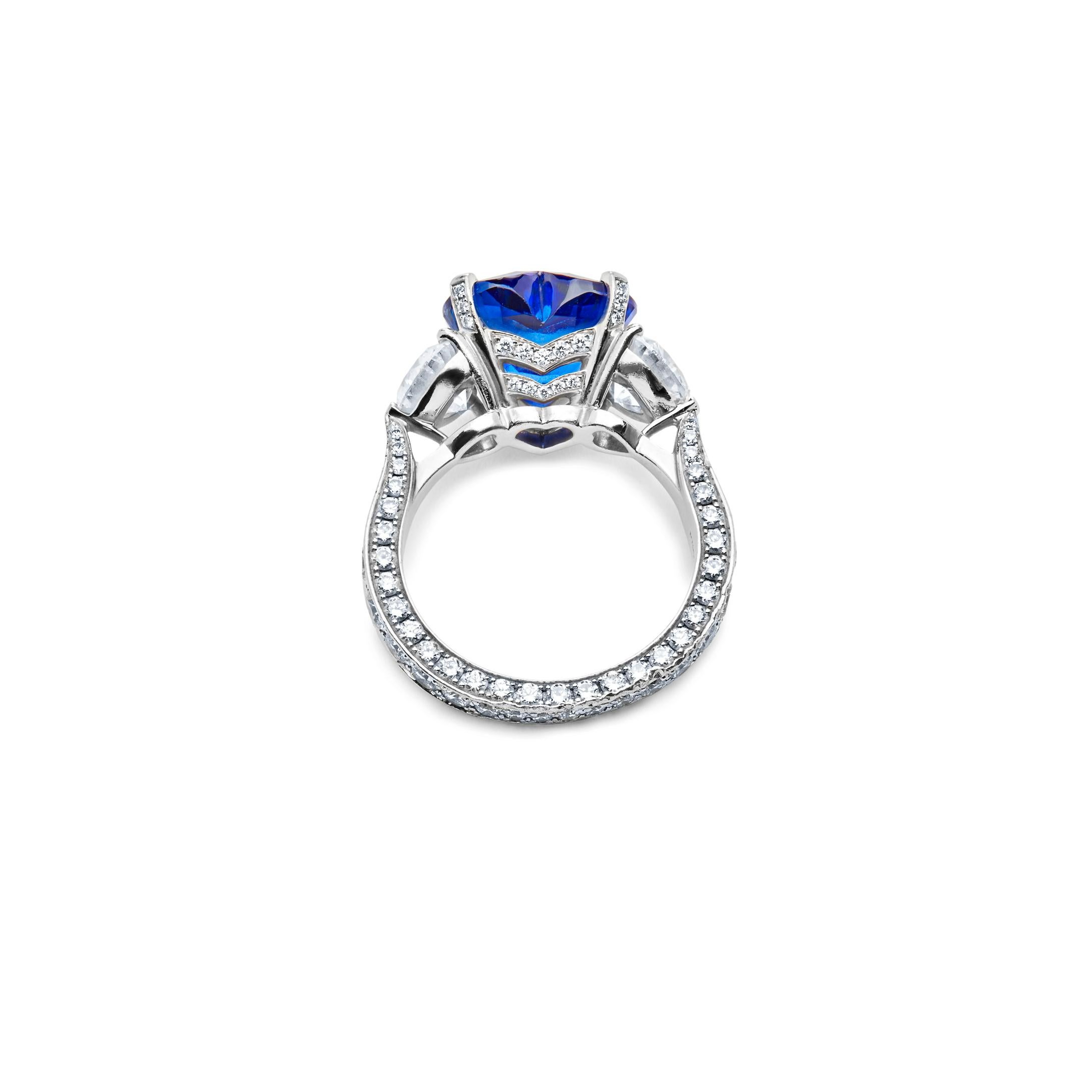 Graff Bague « Promise » en platine avec saphir bleu en forme de cœur et diamant Pour femmes en vente