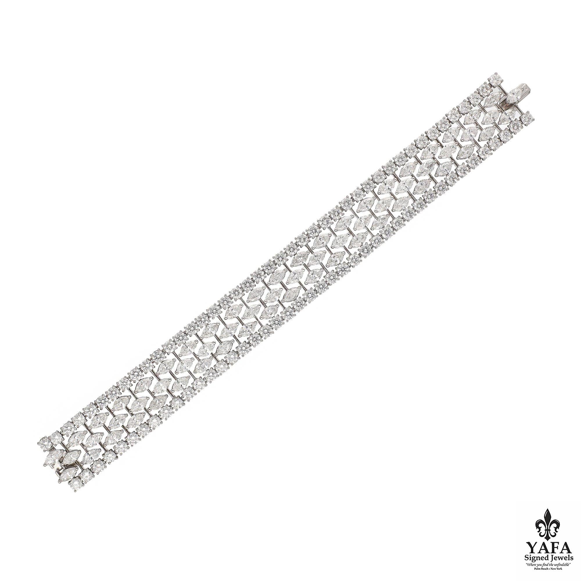 Marquise Cut Graff Platinum Marquise and Round Shaped Diamond Bracelet. For Sale