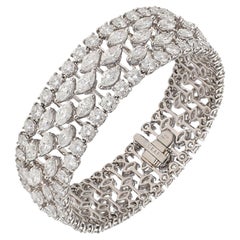 Graff Platinum Marquise and Round Shaped Diamond Bracelet.