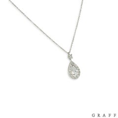 Graff Platinum Pear Cut Diamond Pendant Type IIA 0.70ct D/IF
