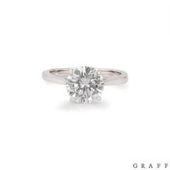 Graff Anillo de Platino con Diamante Redondo de Corte Brillante 2,02 Quilates Certificado GIA