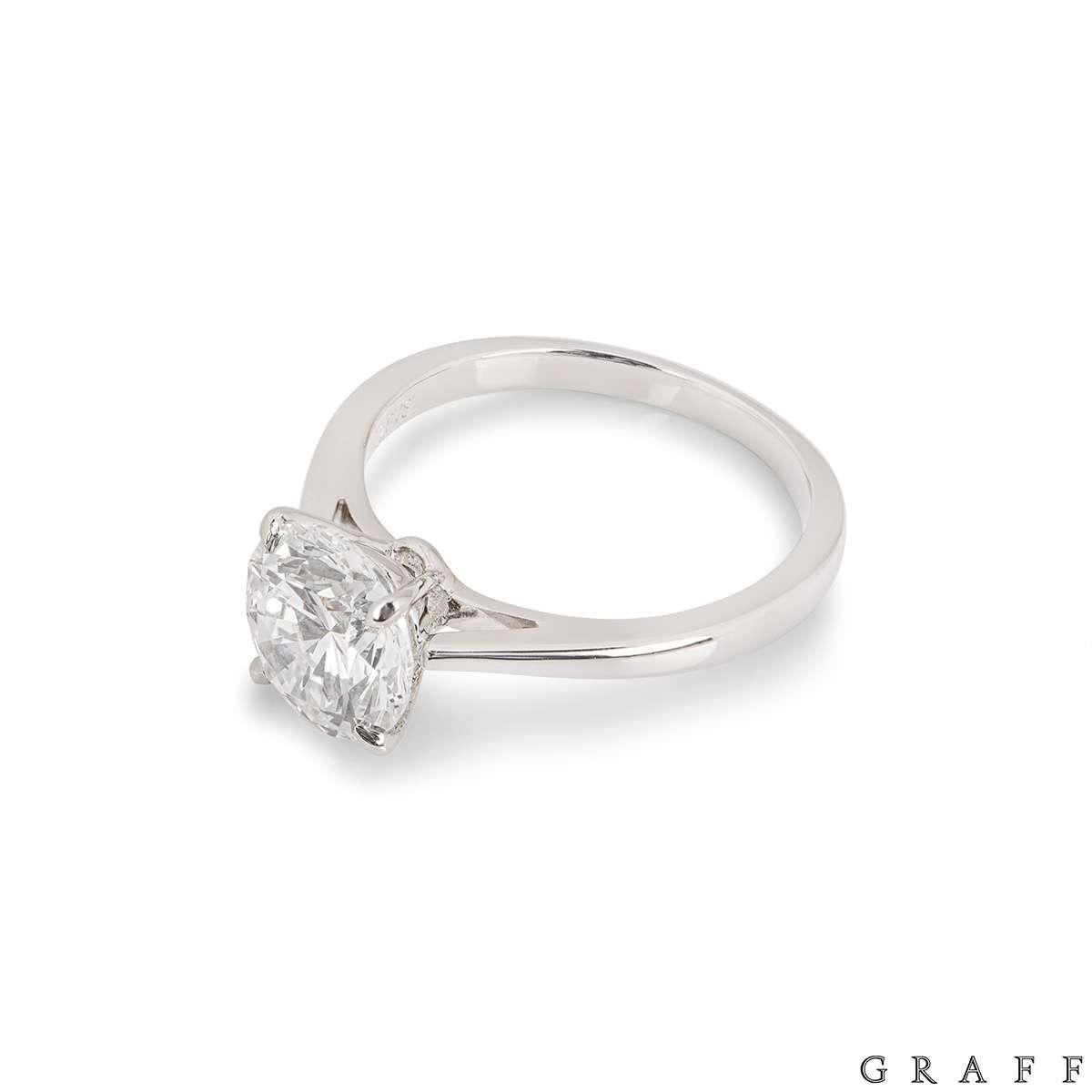 Graff Platinum Round Brilliant Cut Diamond Ring 2.02 Carat GIA Cert In Excellent Condition In London, GB