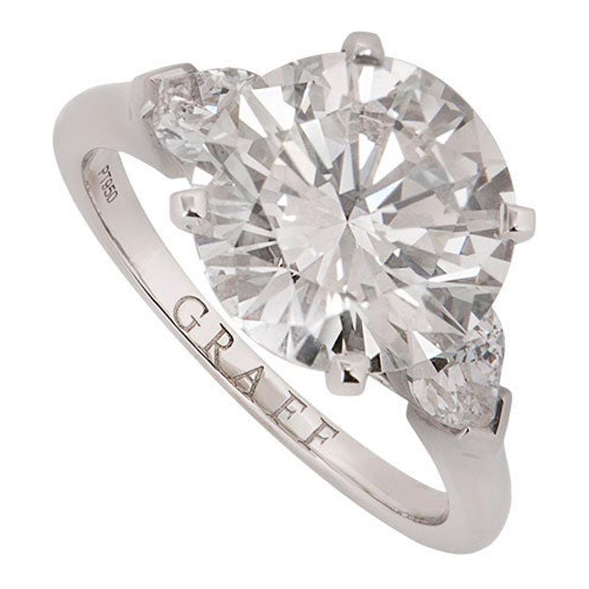 Graff Platinum Round Brilliant Cut Diamond Promise Ring 4.04 Carat GIA Certified