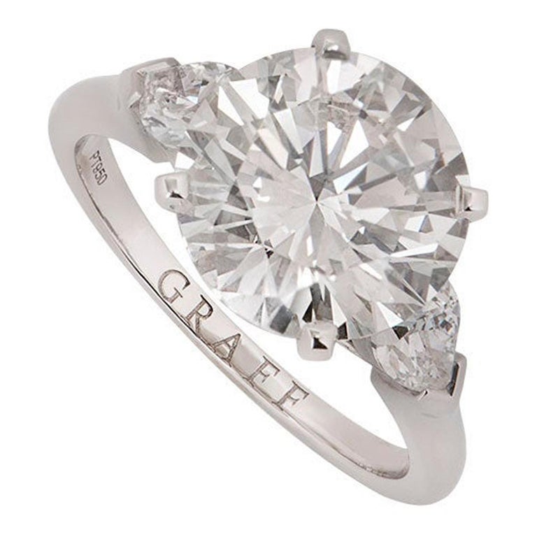 Graff Platinum Round Brilliant Cut Diamond Promise Ring 4.04 Carat GIA