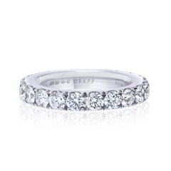 Graff Platinum Round Diamond 3.1mm Wide 2.00cttw Eternity Band, Size 5.25