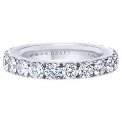 Graff Platinum Round Diamond 3.1mm Wide 2.00cttw Eternity Band, Size 5.25