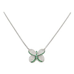 Graff Princess Butterfly Diamond and Emerald Pendant Necklace