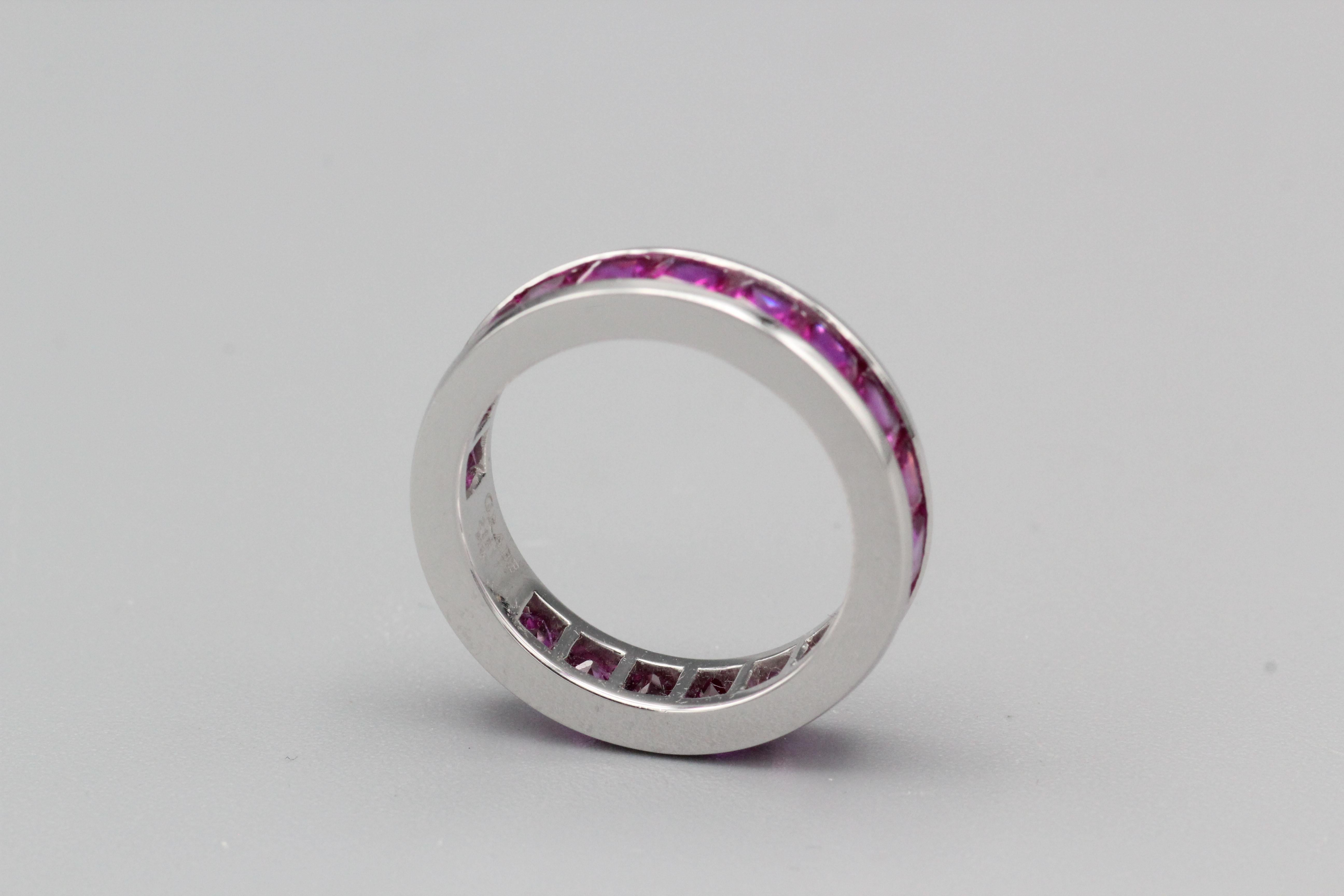 Women's or Men's Graff Princess-Cut Ruby and Platinum Band For Sale