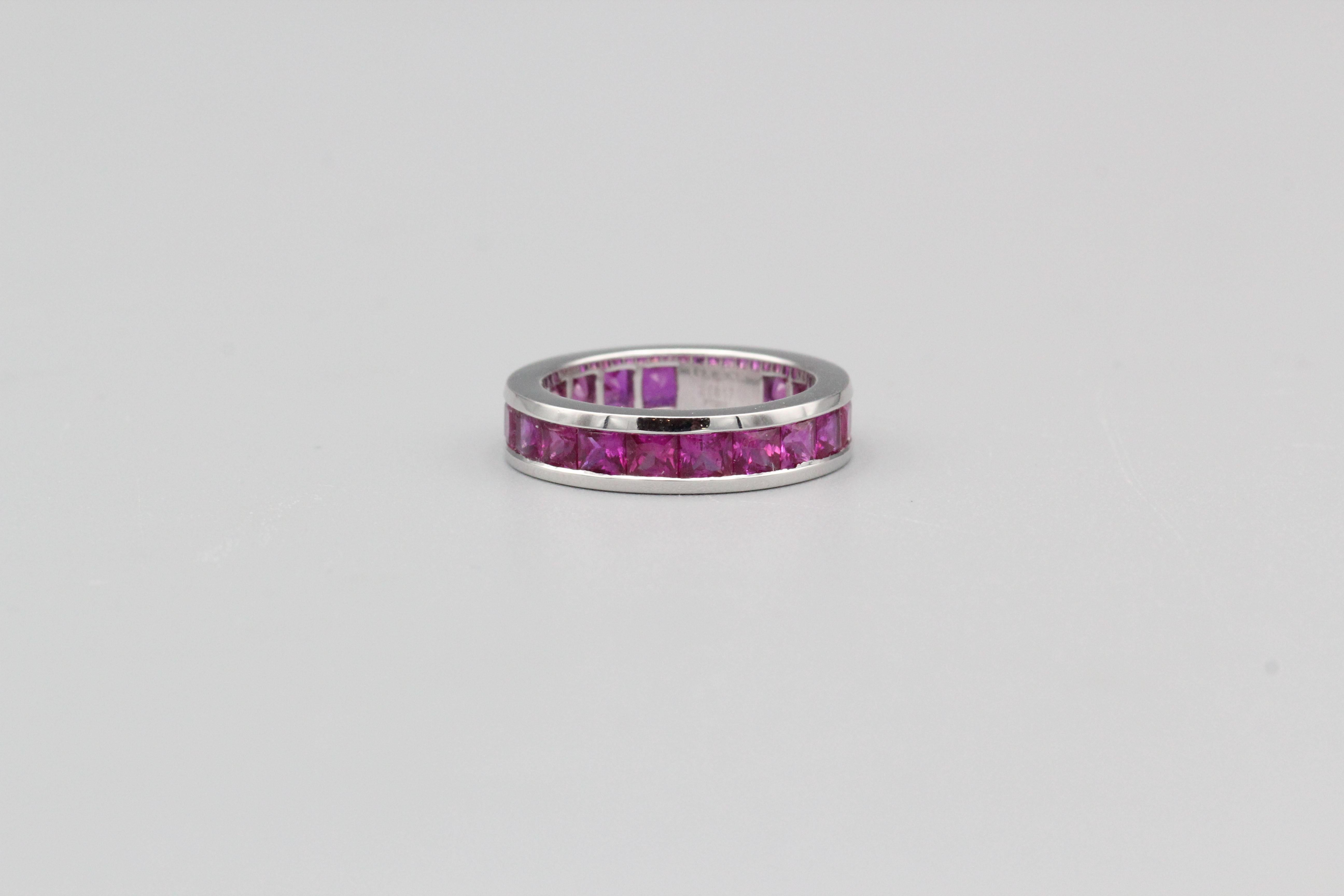 Graff Princess-Cut Ruby and Platinum Band For Sale 2