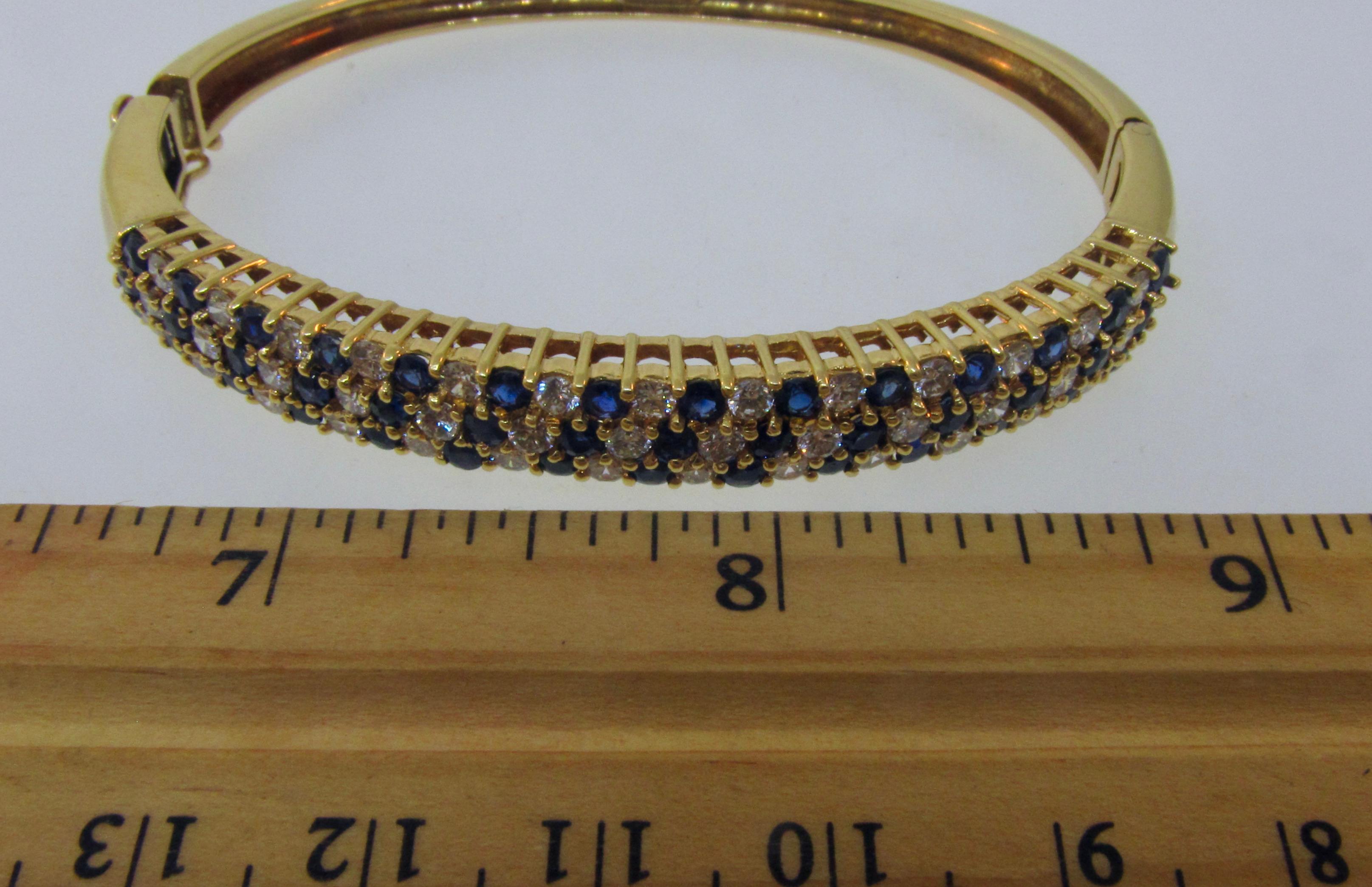 Women's Graff *Rare* Vintage 1980 18k Diamond & Sapphire Bangle Bracelet For Sale