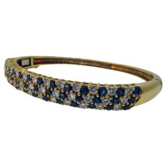 Graff *Rare* Vintage 1980 18k Diamond & Sapphire Bangle Bracelet