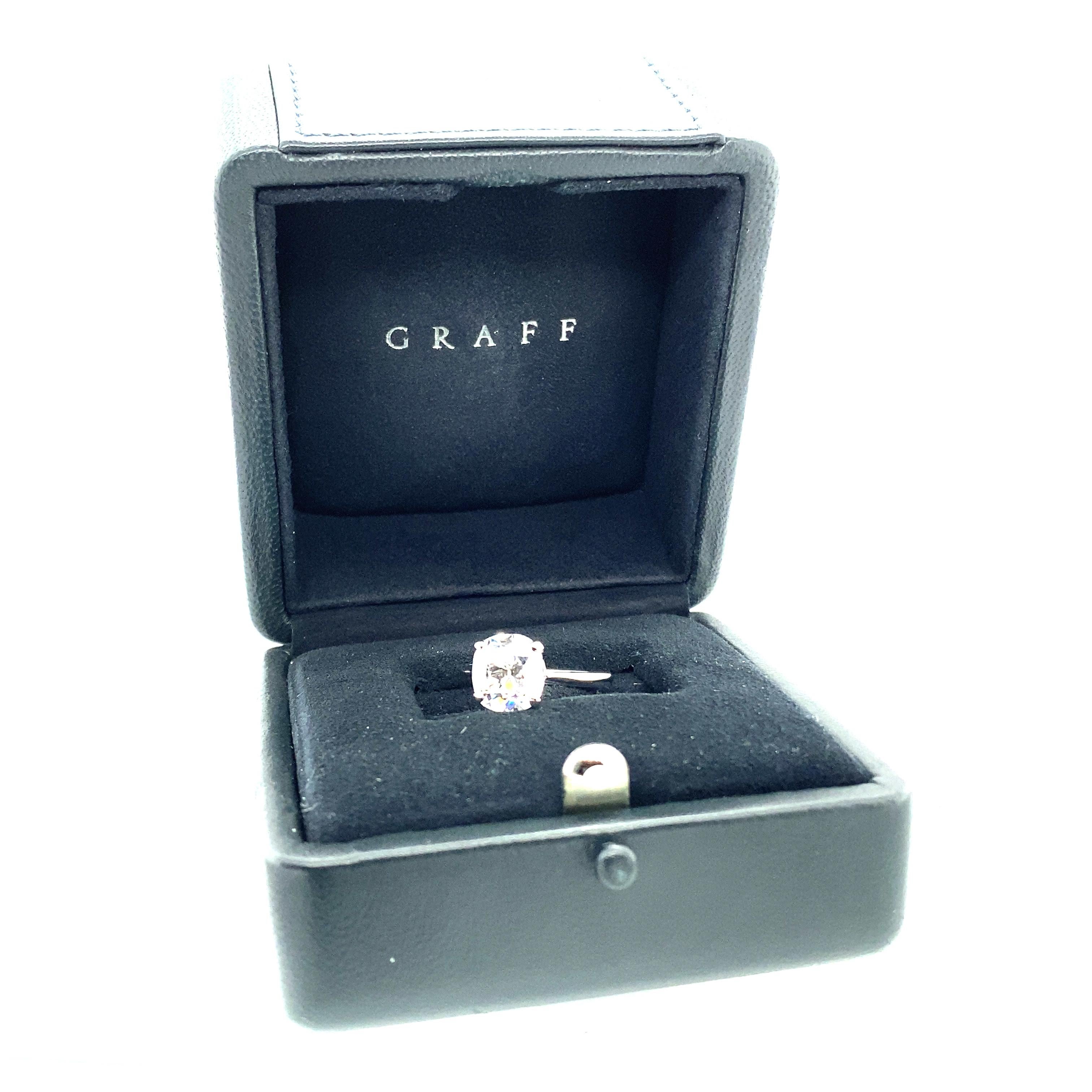 Graff Ring in 18 Karat White Gold Set with a 3.14 Ct Cushion-Shaped Diamond 3