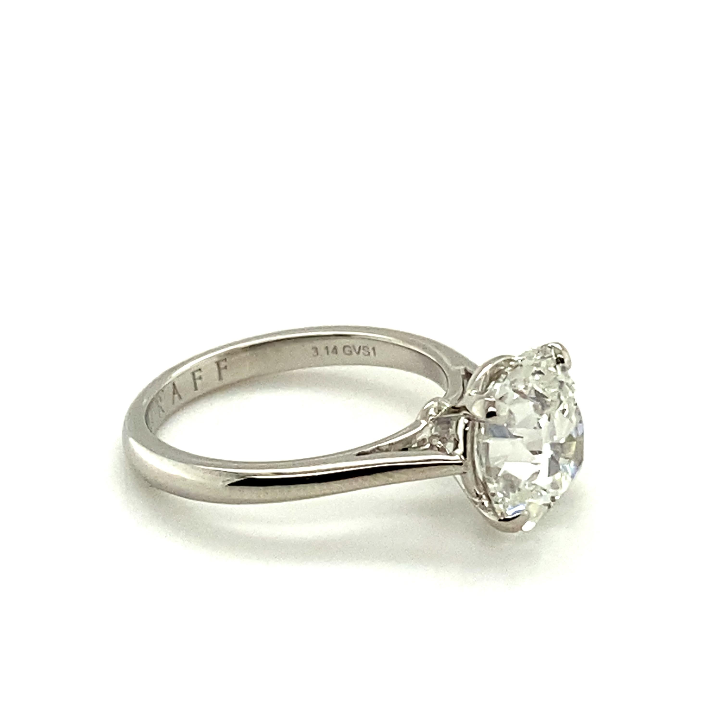 Graff Ring in 18 Karat White Gold Set with a 3.14 Ct Cushion-Shaped Diamond 4