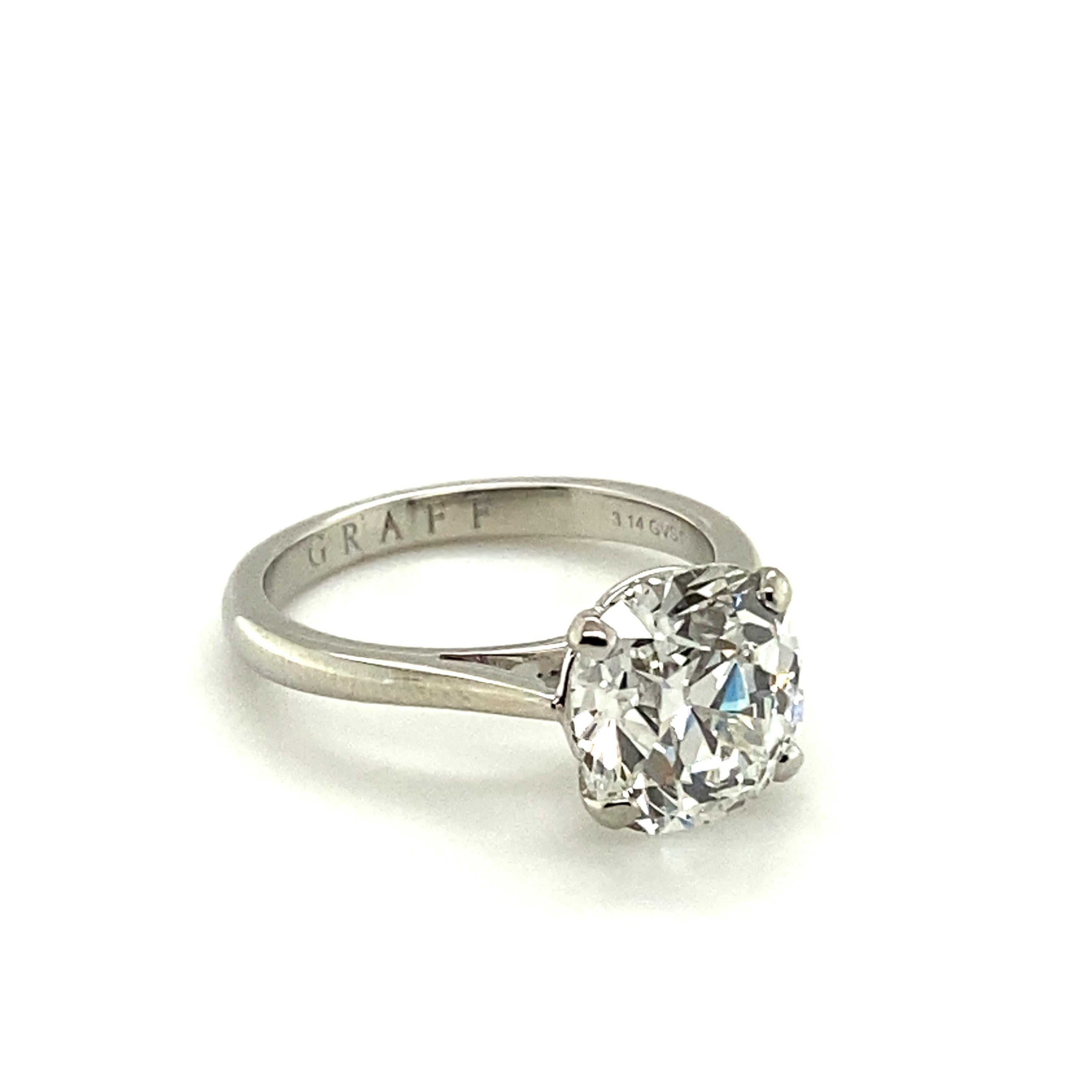 Graff Ring in 18 Karat White Gold Set with a 3.14 Ct Cushion-Shaped Diamond 6