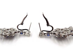 Graff Rosette 18K White Gold Sapphire Diamond Chandelier Earrings