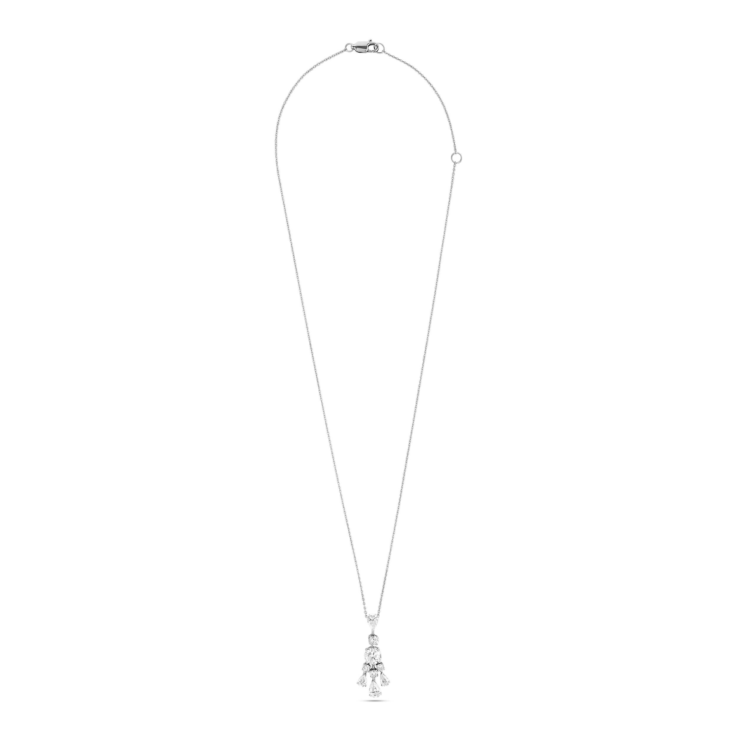 Round Cut Graff Round and Pear Shape Diamond Drop Pendant on Chain For Sale