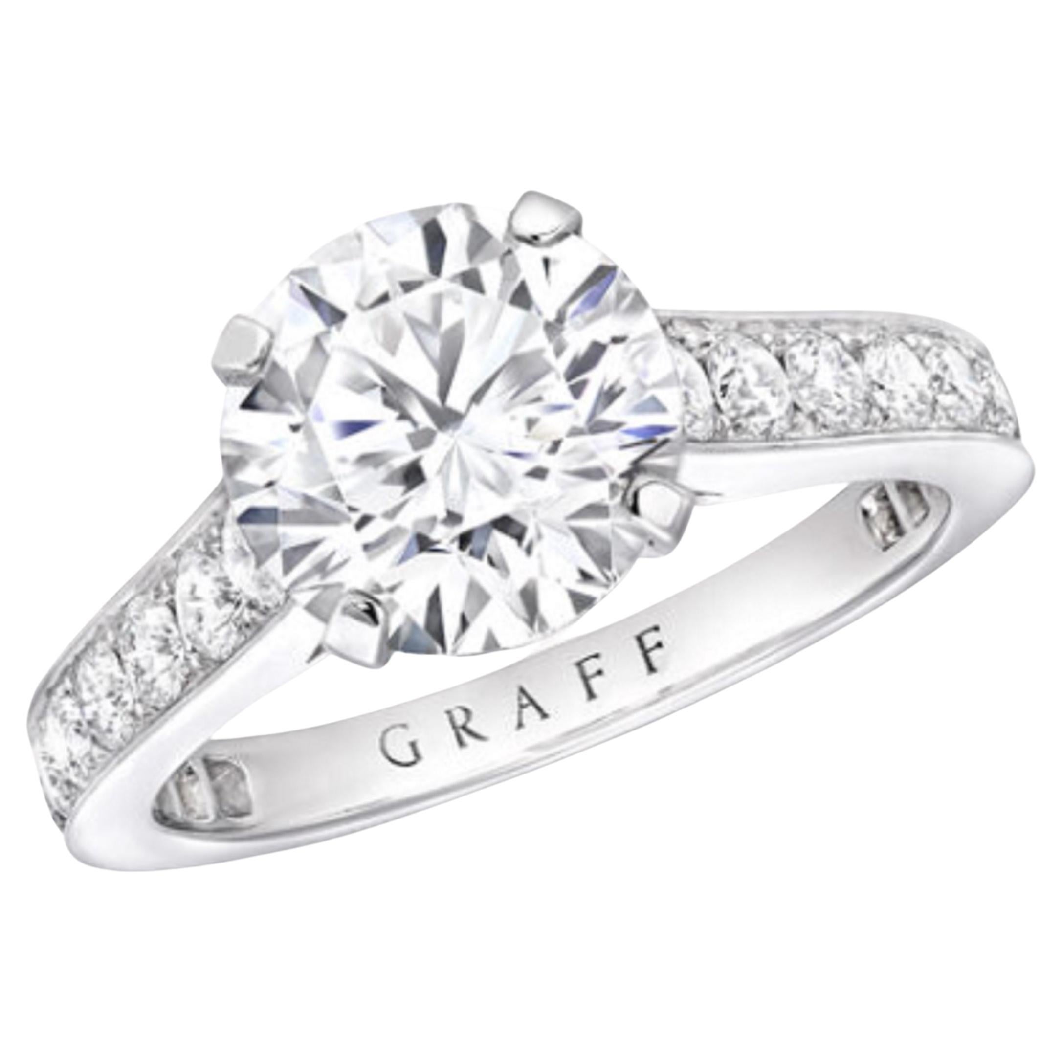 Graff Platinum Round Brilliant Cut Diamond Promise Ring 4.04 Carat GIA Certified at 1stDibs