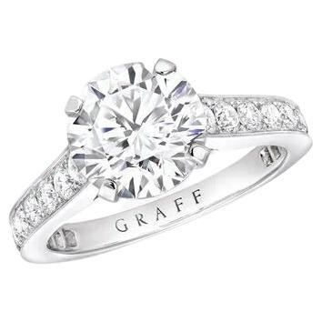 GRAFF Round Brilliant Cut Diamond Solitaire Ring For Sale