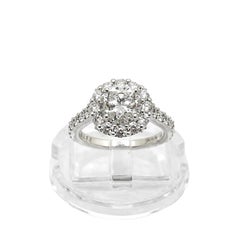 GRAFF Round Diamond 1.40 cts H VVS2 Halo Engagement Ring 18k White Gold GIA COA