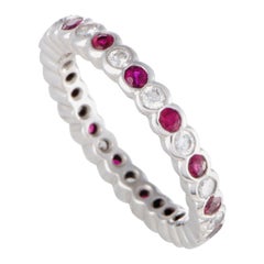 Graff Ruby and 0.50 Carat Diamond Platinum Eternity Band Ring