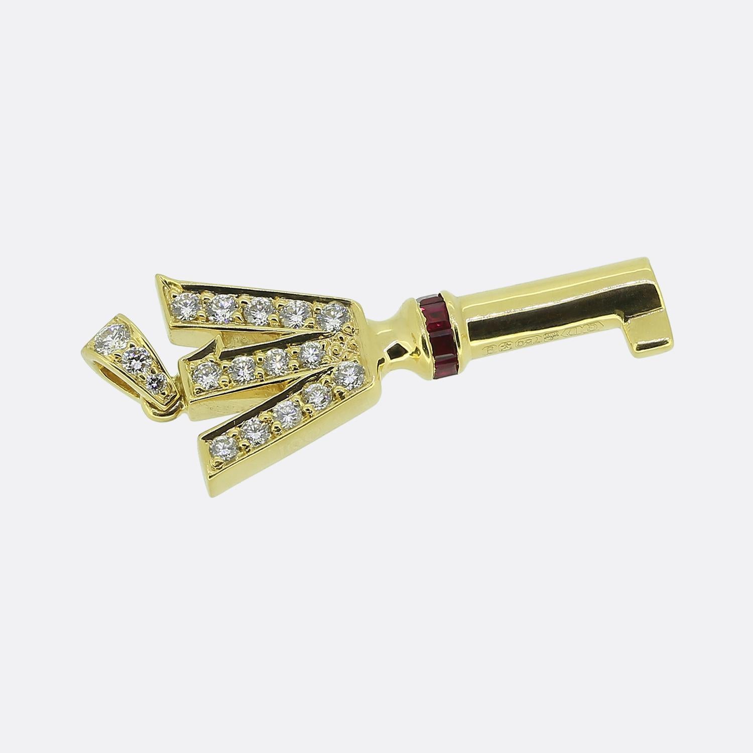 Graff Ruby and Diamond Key Pendant In Good Condition For Sale In London, GB