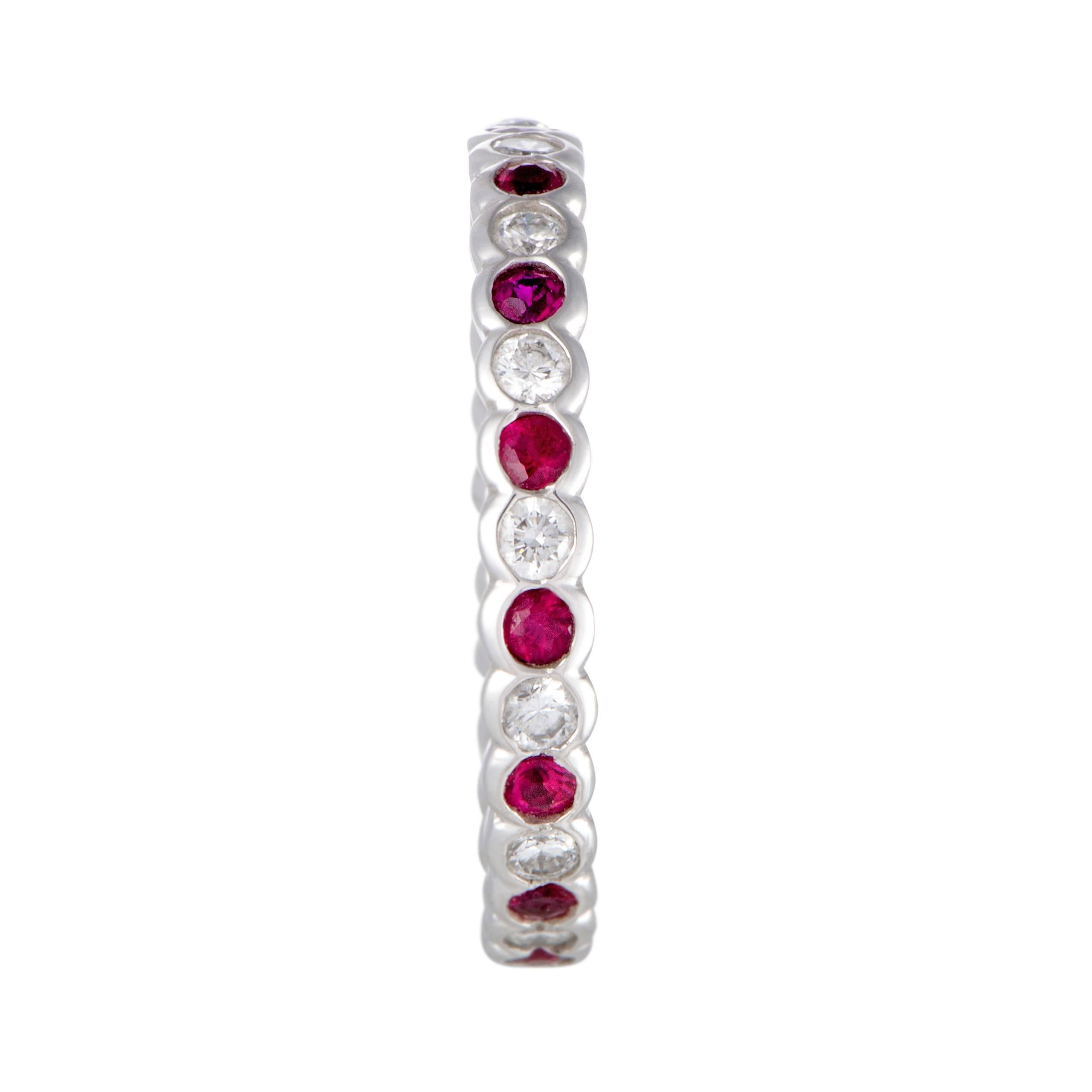 Graff Ruby and Diamond Platinum Eternity Band Ring In Excellent Condition In Southampton, PA