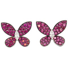 Graff Ruby Diamond 18 Karat White Gold Earrings