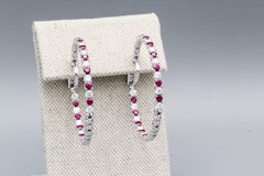 Graff Ruby Diamond and 18 Karat White Gold Inside Out Hoops Earrings
