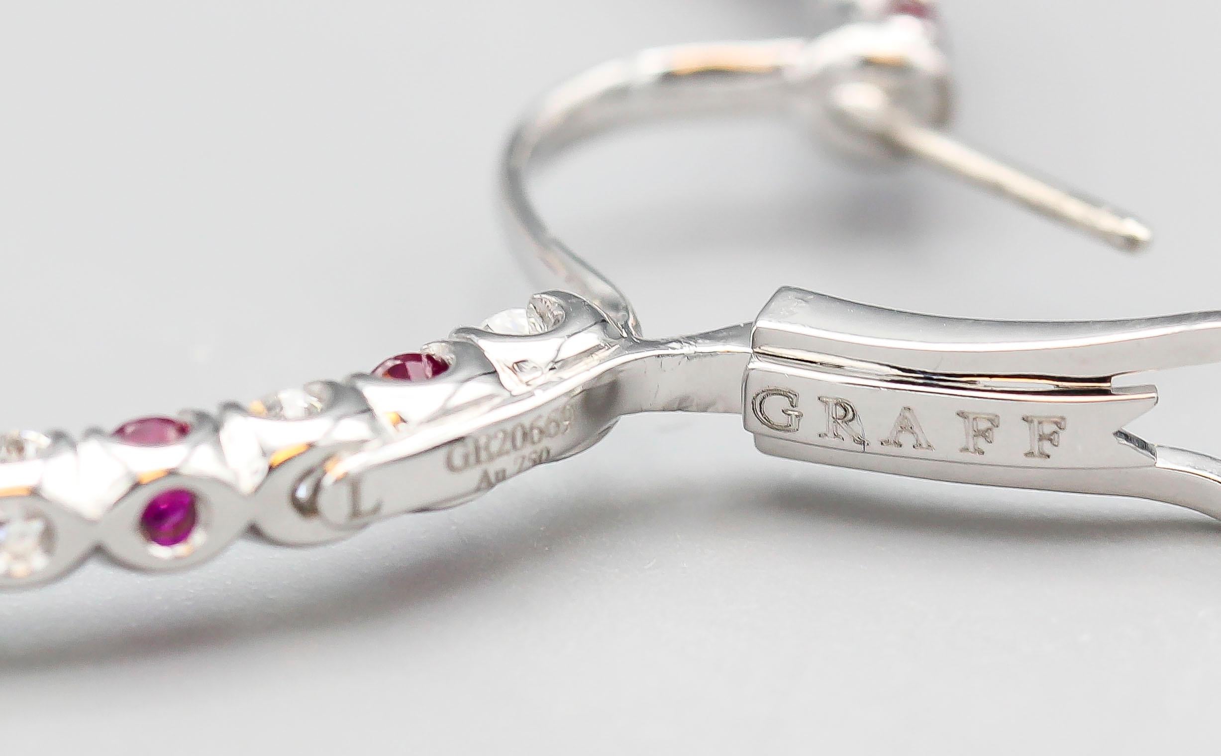 Women's Graff Ruby Diamond and 18 Karat White Gold Inside Out Hoops Earrings