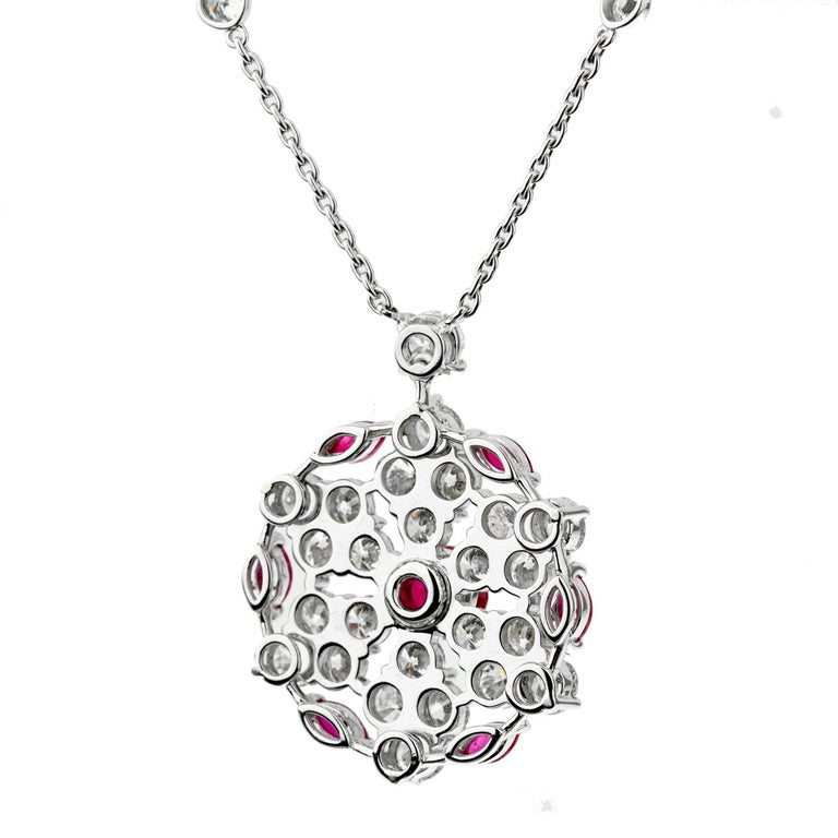 Graff Ruby and Diamond White Gold Pendant Necklace For Sale at 1stDibs