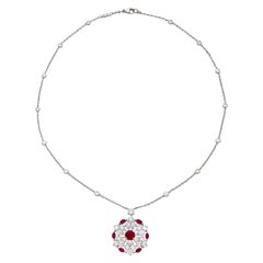 Graff Ruby & Diamond White Gold Pendant Necklace
