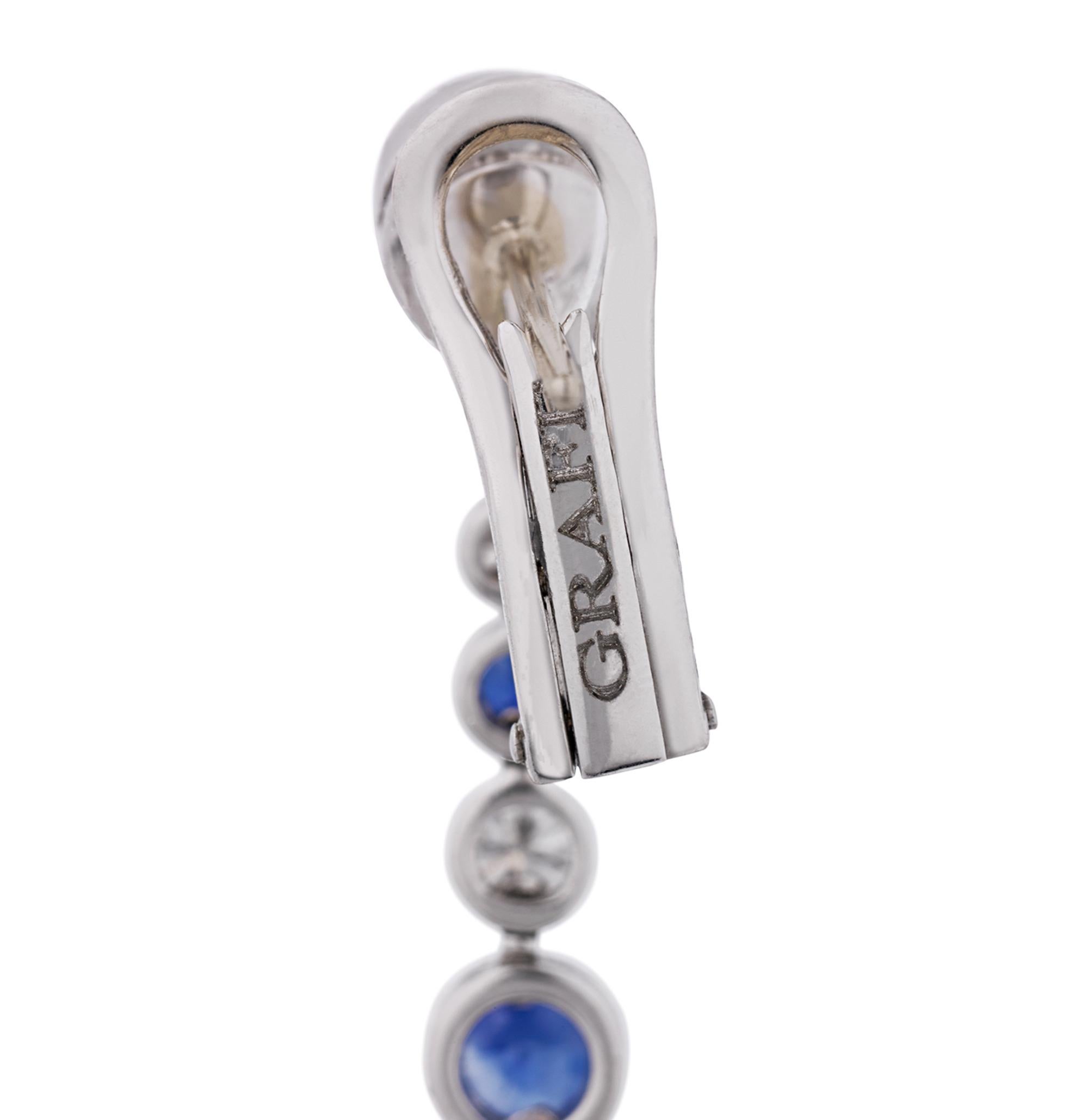 Round Cut Graff Sapphire and Diamond Earrings For Sale