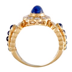 Graff Sapphire and Diamond Gold Floral Band Ring