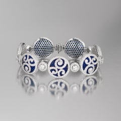 Bracciale con diamanti e zaffiri Graff in oro 18 carati con certificato e scatola Graff