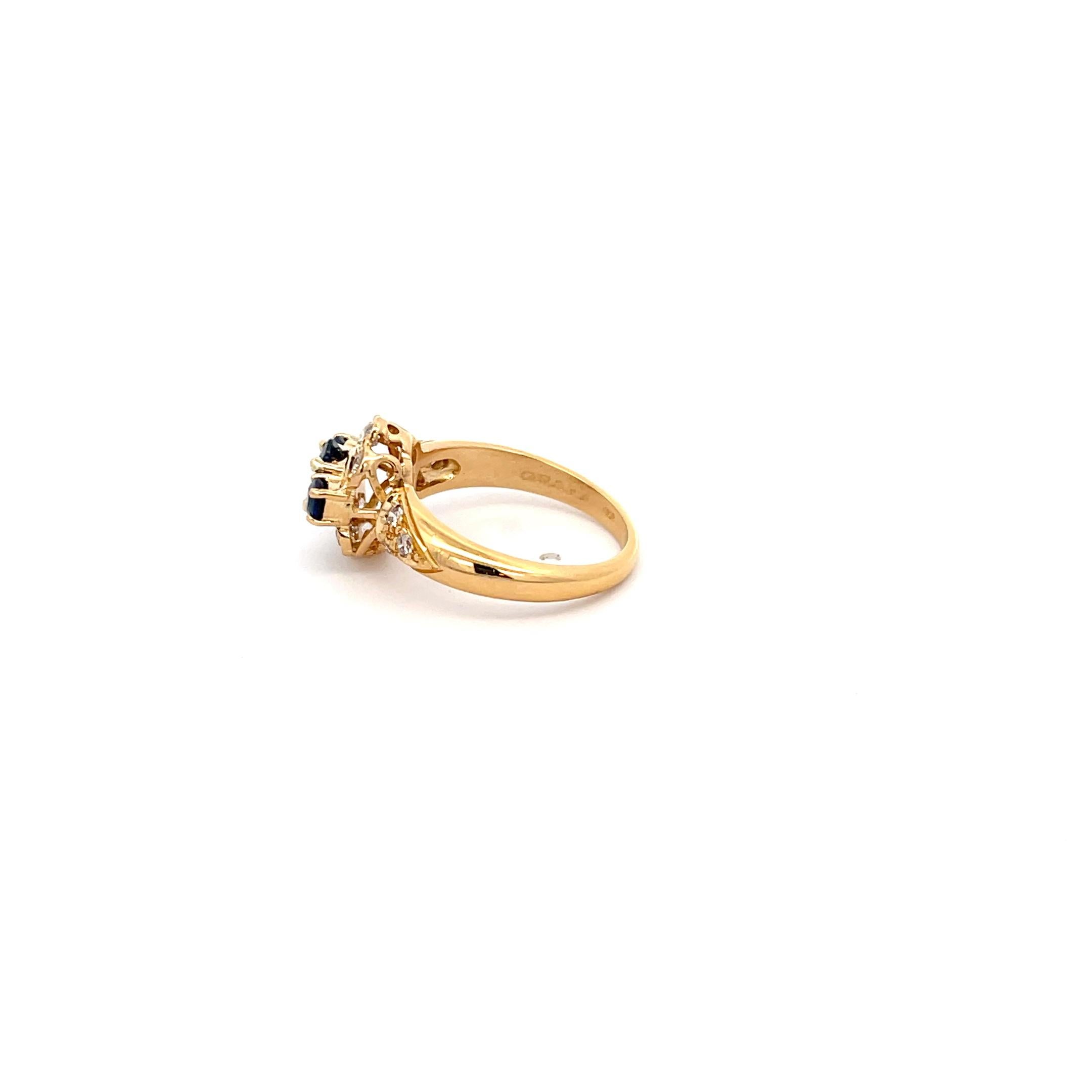 Oval Cut Graff Sapphire & Diamond Ring 18K Yellow Gold For Sale