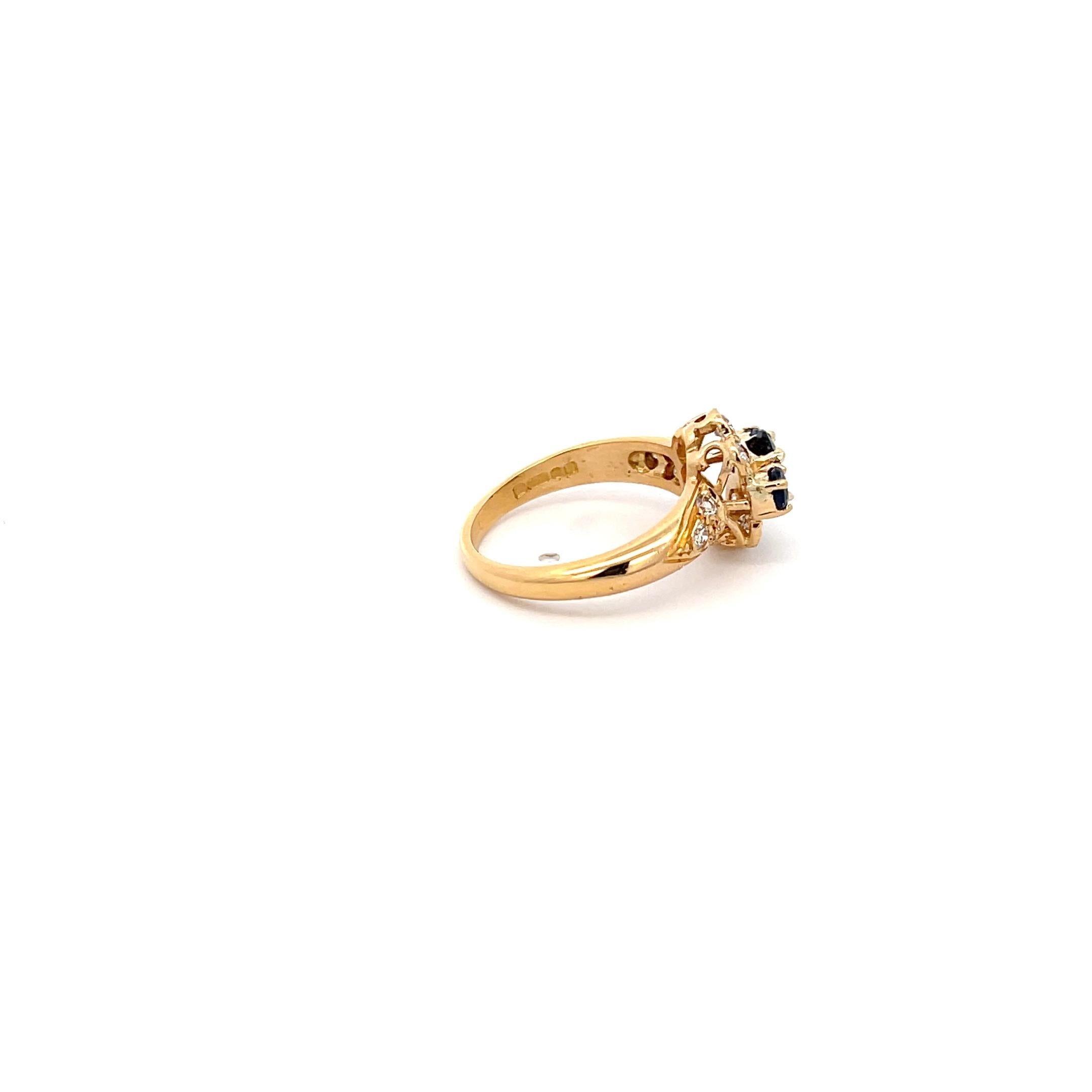 Women's Graff Sapphire & Diamond Ring 18K Yellow Gold For Sale
