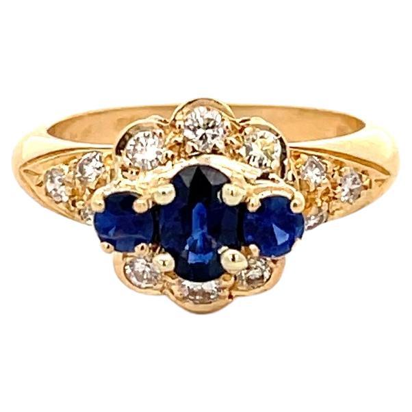 Graff Sapphire & Diamond Ring 18K Yellow Gold