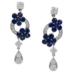 Graff Sapphire Diamond Rosette Earrings