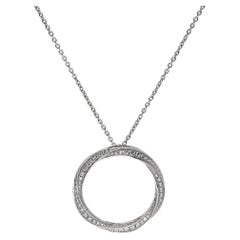 Graff Spiral Diamond Pave 18k White Gold Pendant Necklace